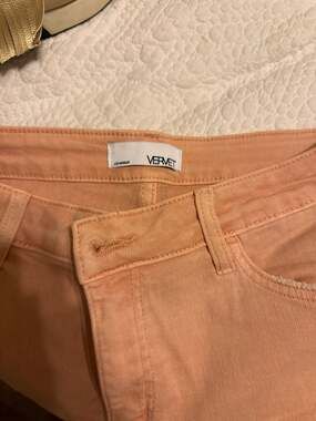 Vervet High Rise Frayed Hem Wide Leg Jeans in Apricot Size 31